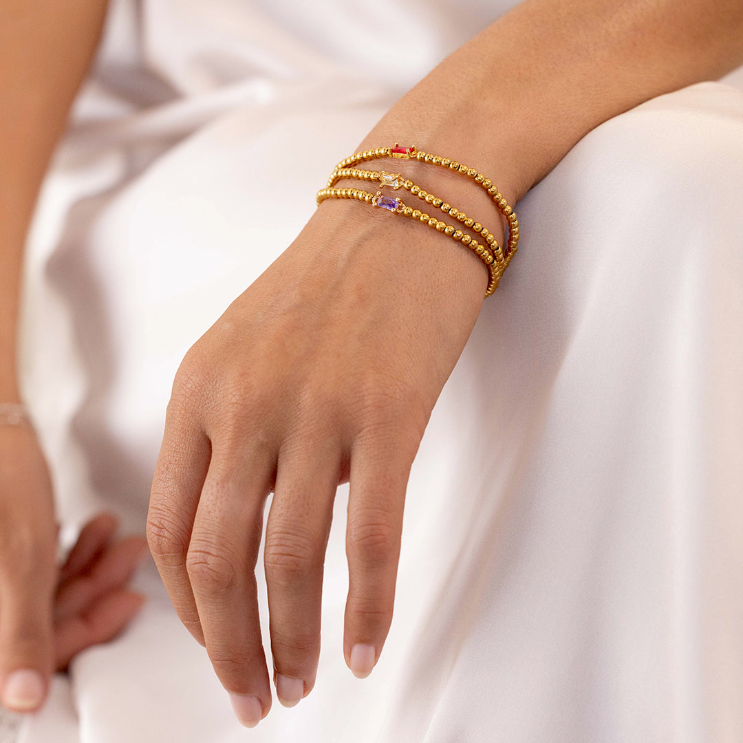 Savaé Design Gold Beaded Birthstone Bracelet