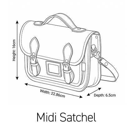 Floral Lined Leather Midi Satchel - Chestnut - Bascora