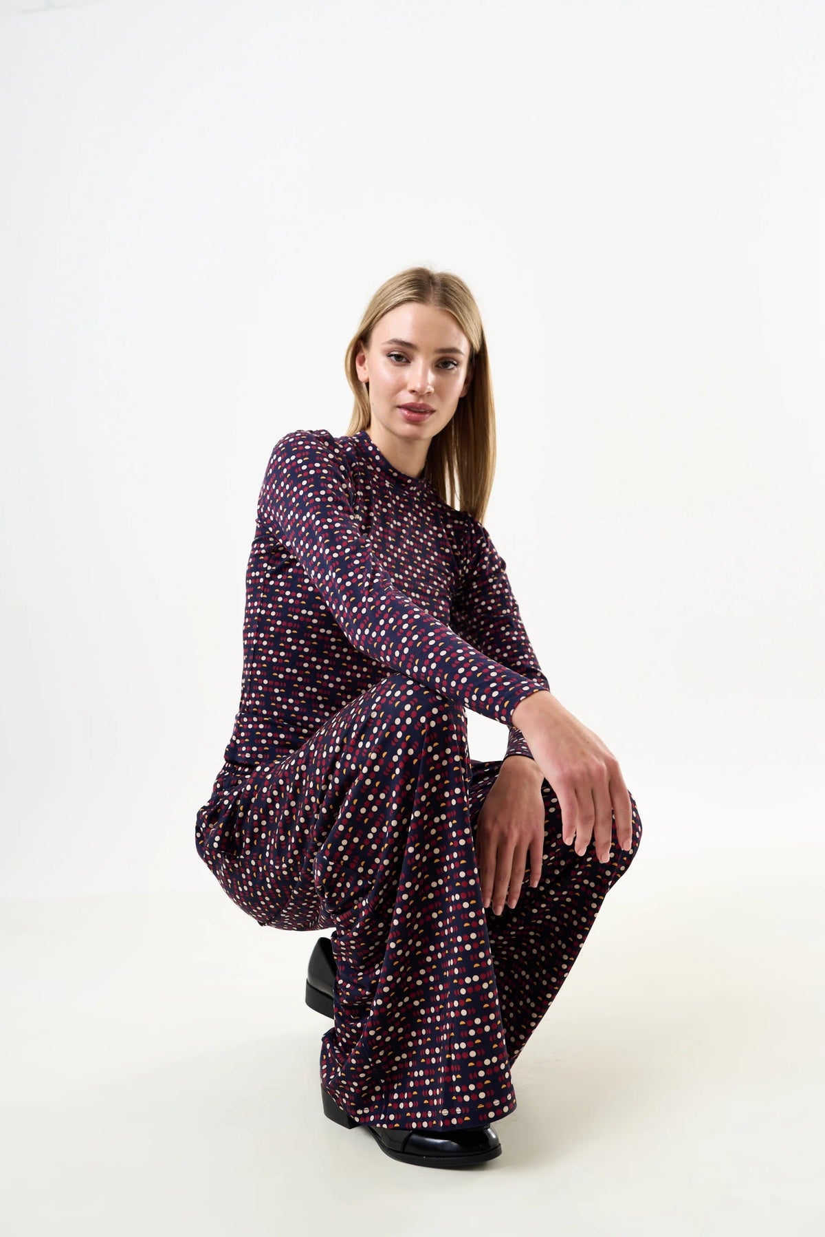Foster Retro Dots Print Jersey Trouser - Bascora