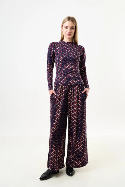 Foster Retro Dots Print Jersey Trouser - Bascora