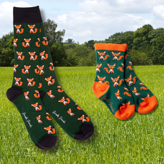 Fox Matching Bamboo Socks – Adult & Child - Bascora