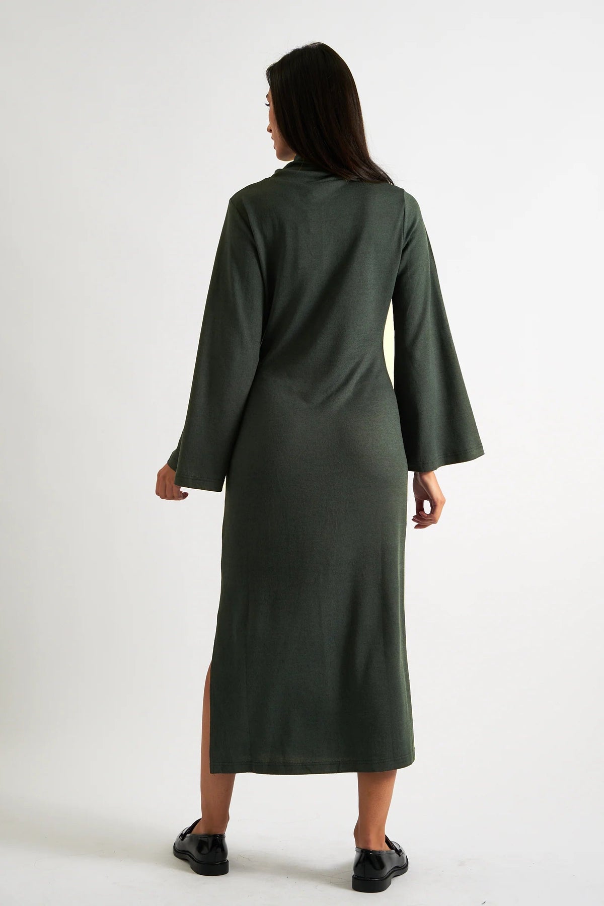 Gigi Brushed Marl Jersey Midi Dress – Green - Bascora