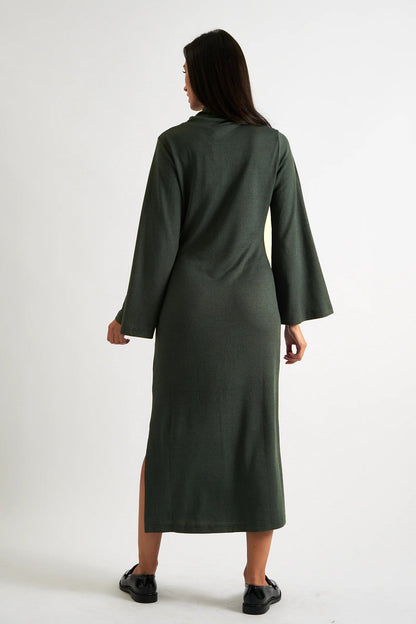 Gigi Brushed Marl Jersey Midi Dress – Green - Bascora