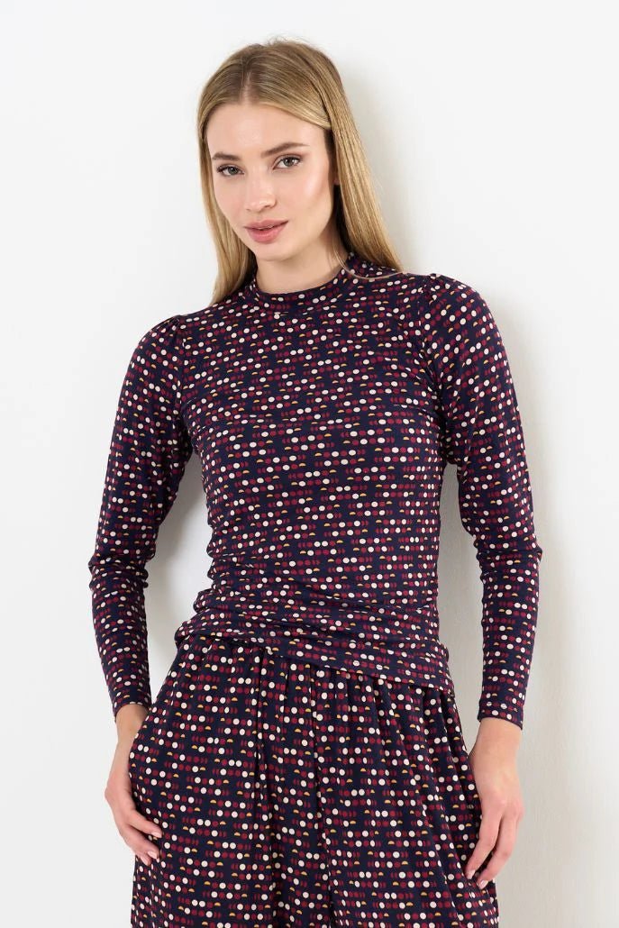 Gilly Retro Dots Print Long Sleeve Top | Louche