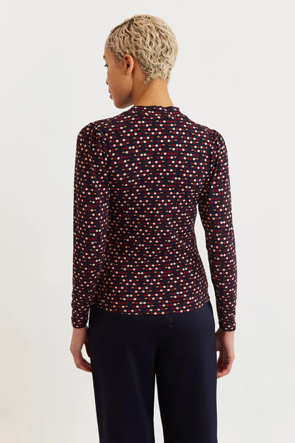 Gilly Retro Dots Print Long Sleeve Top | Louche