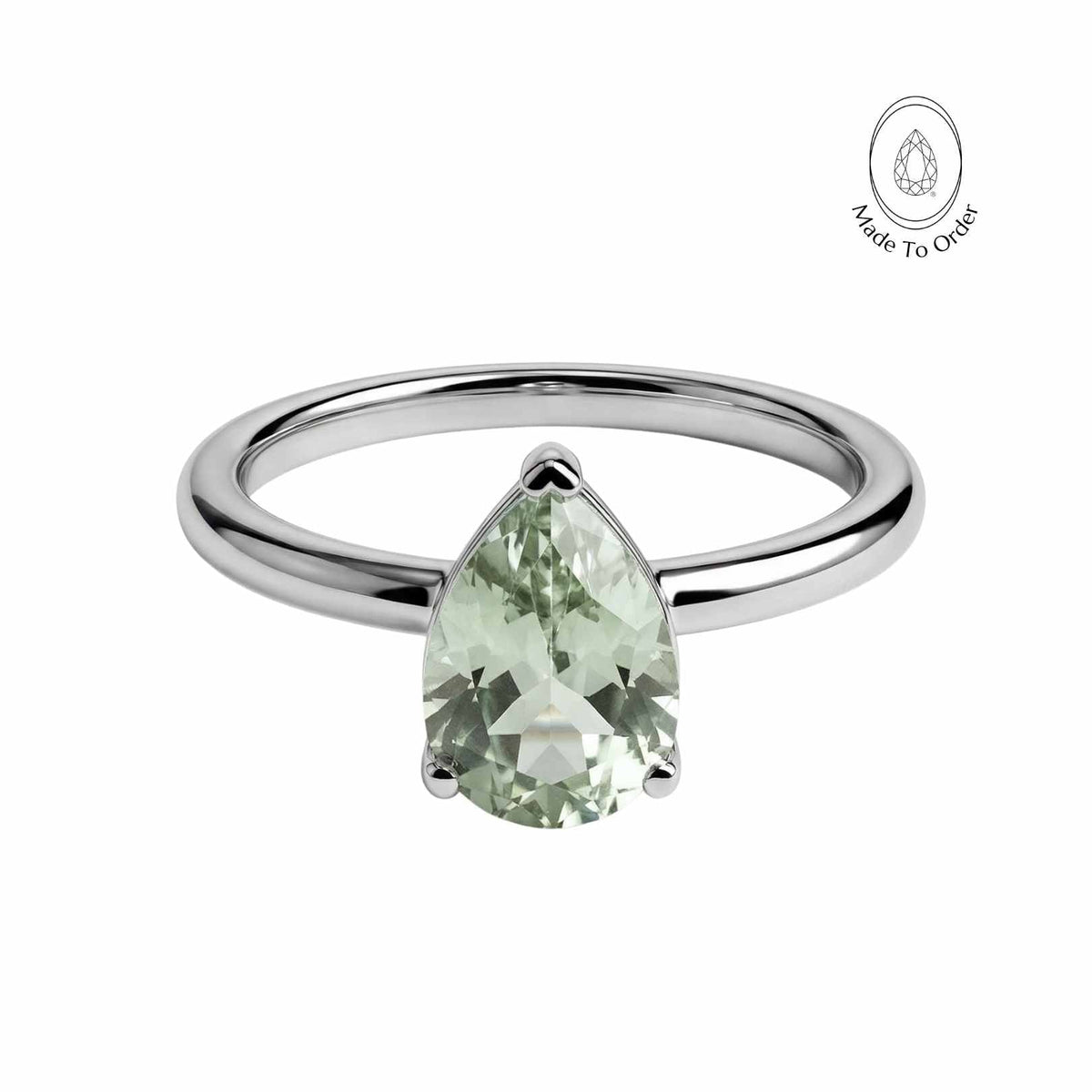 Dainty London Zinnia Pear Green Amethyst Ring in Gold Vermeil or Sterling Silver