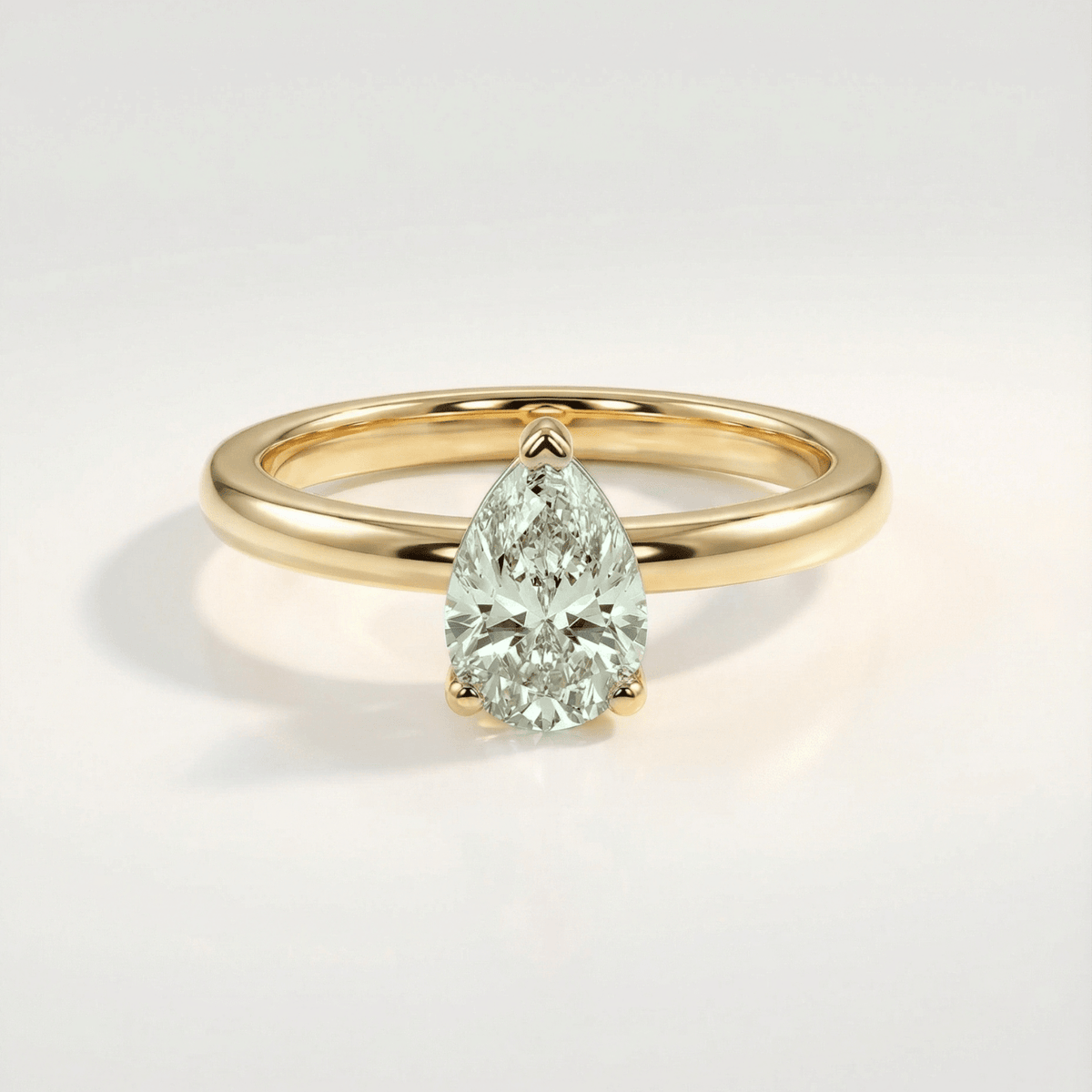 Dainty London Zinnia Pear Green Amethyst Ring in Gold Vermeil or Sterling Silver