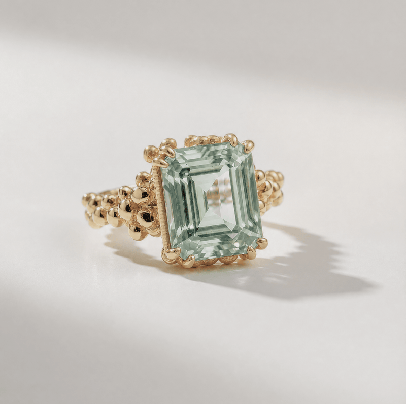 Dainty London Giselle Green Quartz Statement Ring in Gold Vermeil or Sterling Silver