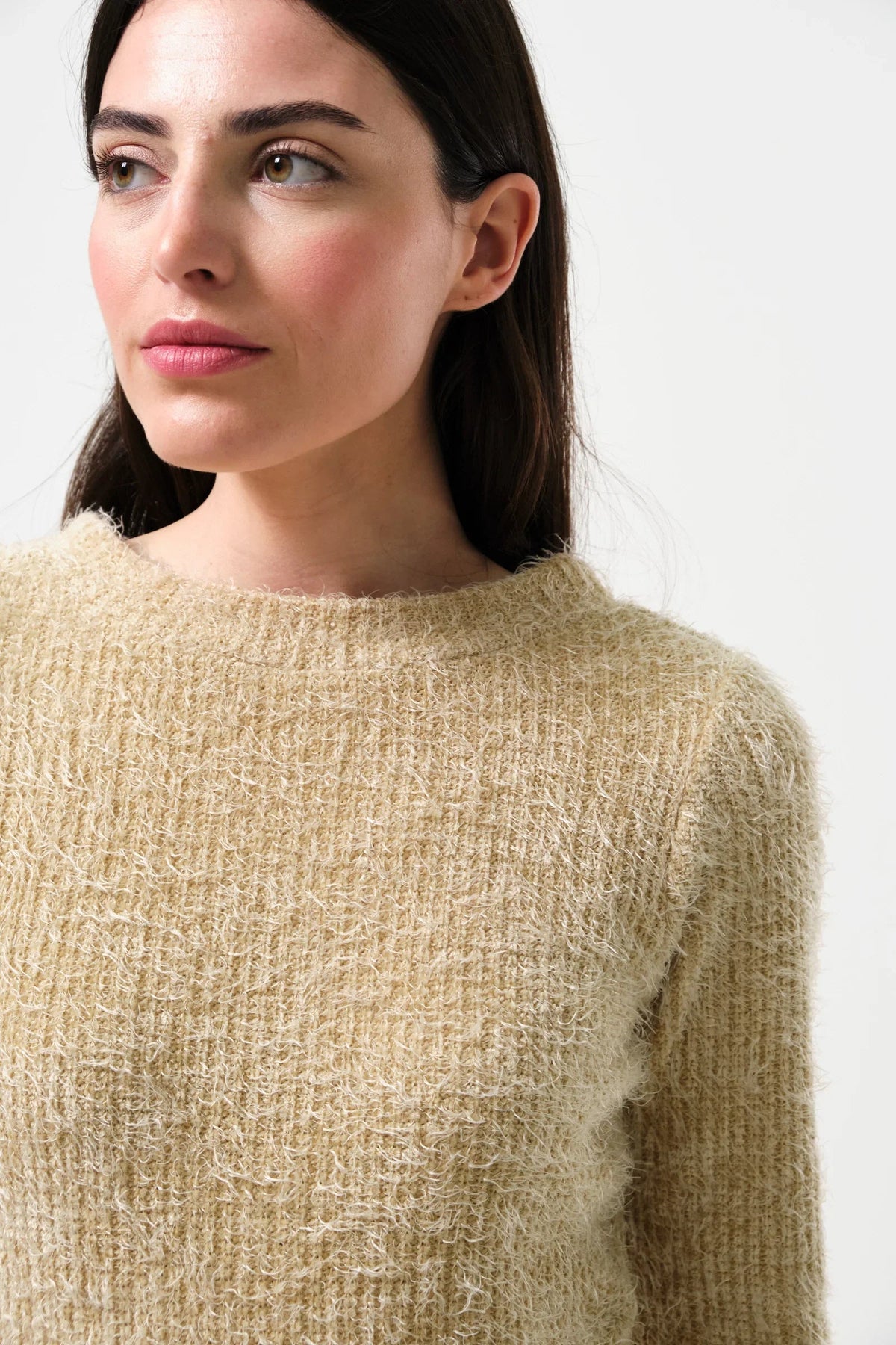 Guila Eyelash Rib Long Sleeve Midi Dress – Beige - Bascora
