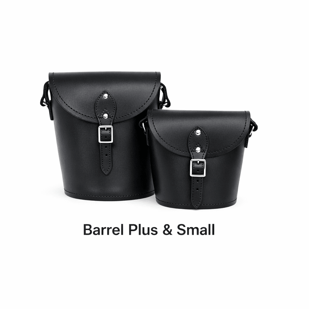 Handmade Leather Barrel Bag - Black - Bascora