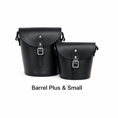 Handmade Leather Barrel Bag - Black - Bascora