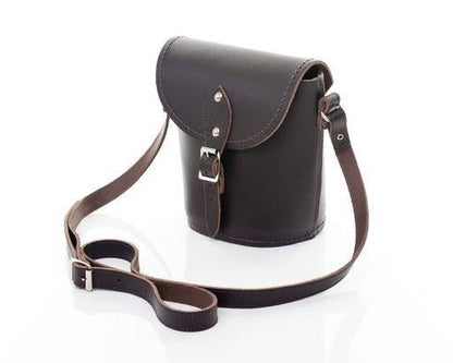 Handmade Leather Barrel Bag – Dark Brown - Bascora