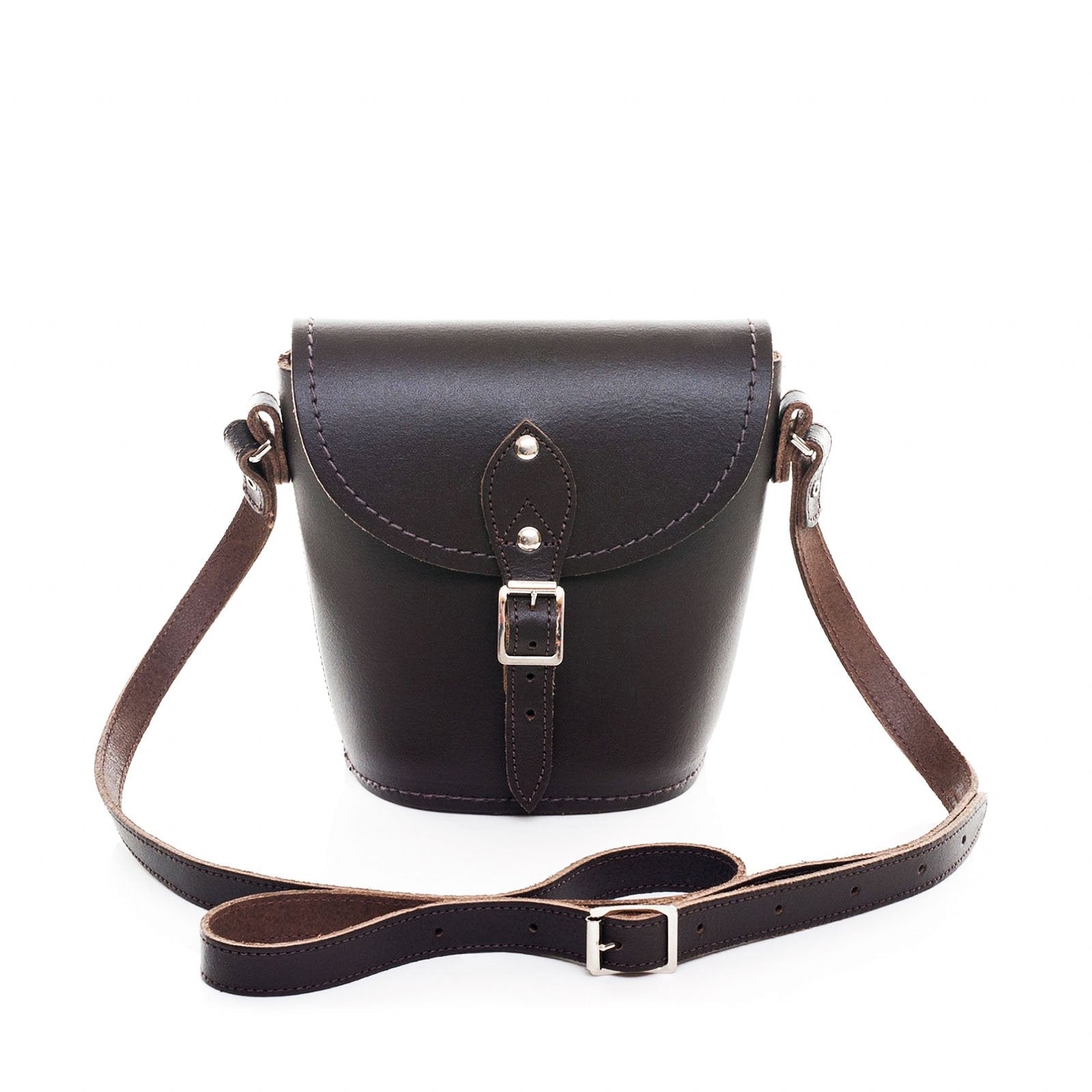 Handmade Leather Barrel Bag – Dark Brown - Bascora