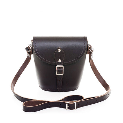 Handmade Leather Barrel Bag – Dark Brown - Bascora