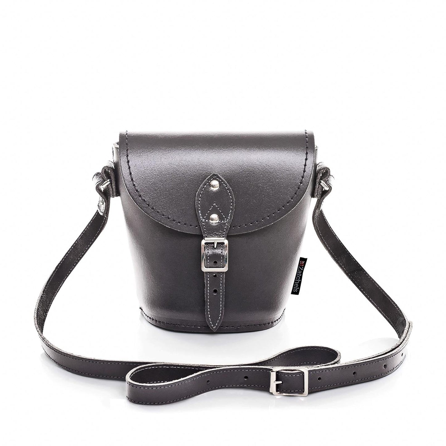 Handmade Leather Barrel Bag - Graphite - Bascora