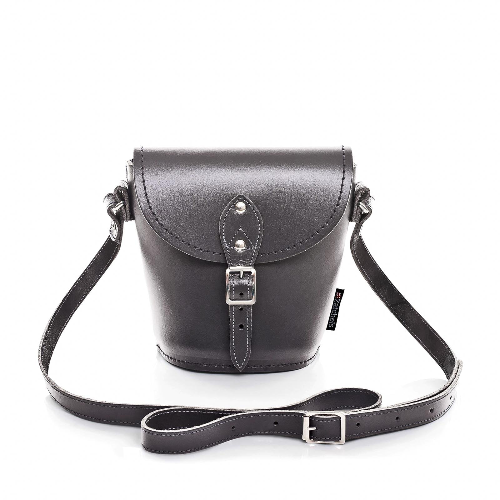 Handmade Leather Barrel Bag - Graphite - Bascora