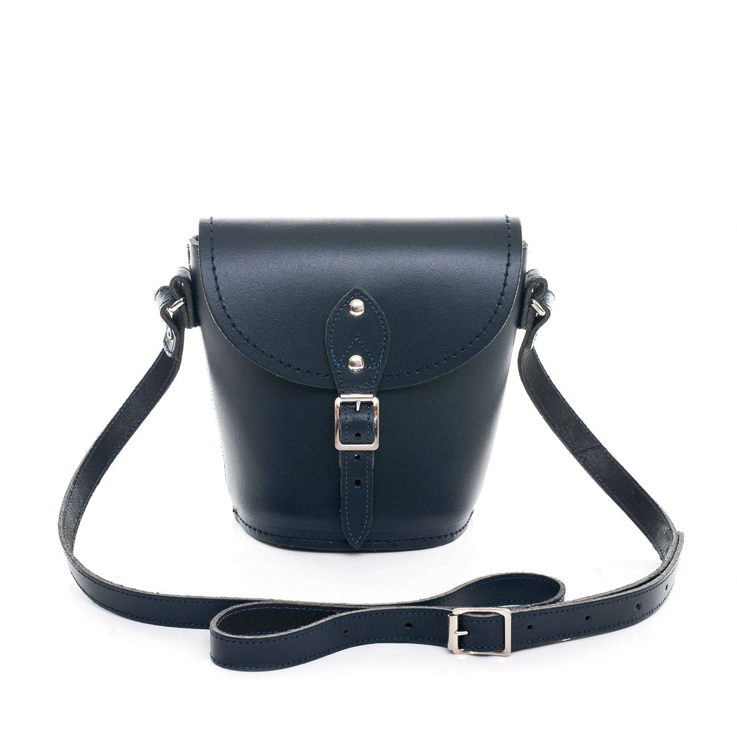 Handmade Leather Barrel Bag – Navy - Bascora