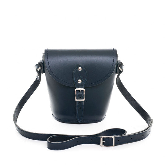 Handmade Leather Barrel Bag – Navy - Bascora