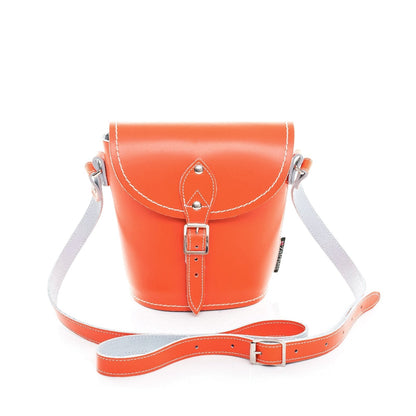 Handmade Leather Barrel Bag - Orange - Bascora
