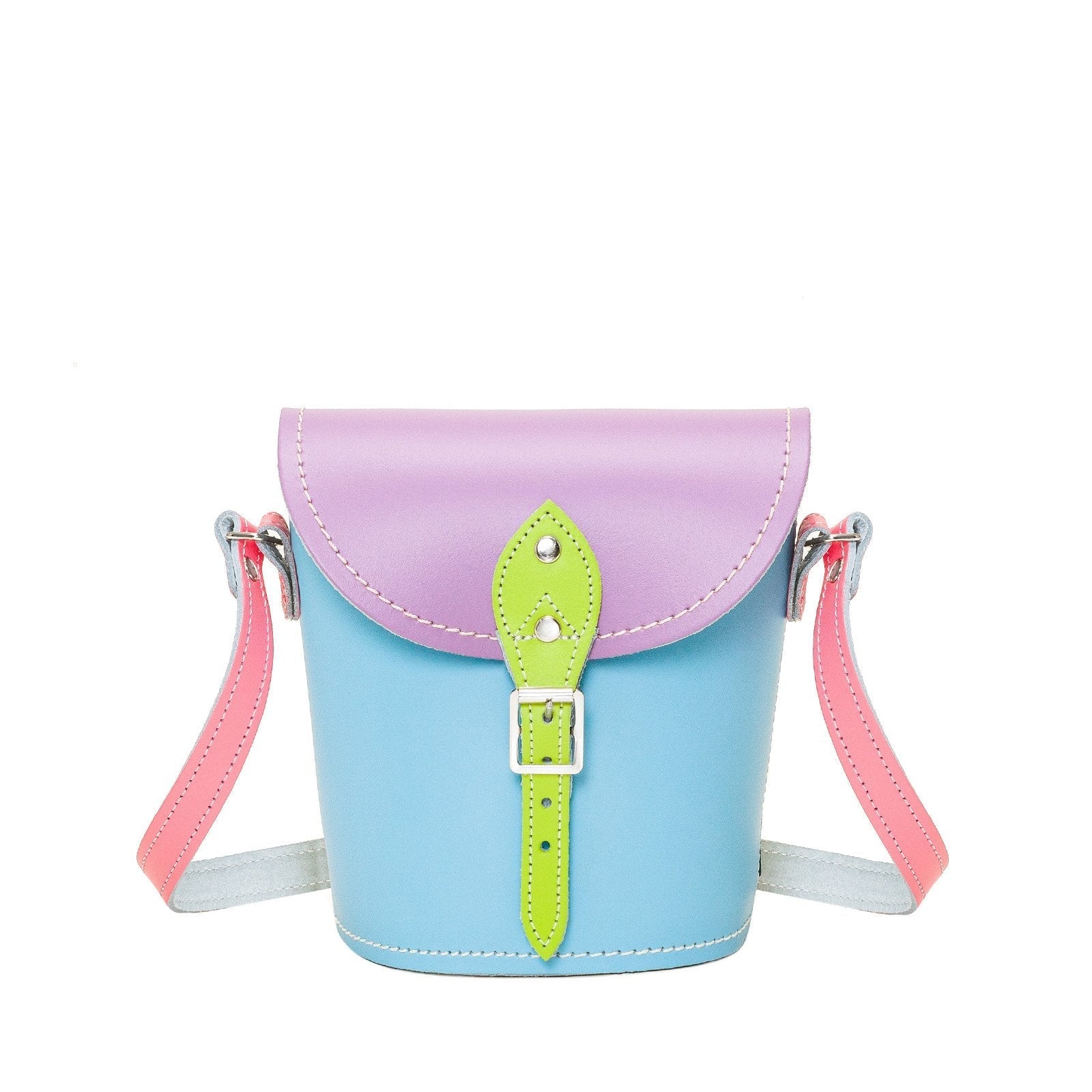 Handmade Leather Barrel Bag - Pastel Kaleidoscope - Bascora