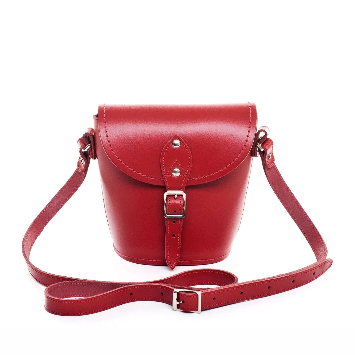 Handmade Leather Barrel Bag - Red - Bascora
