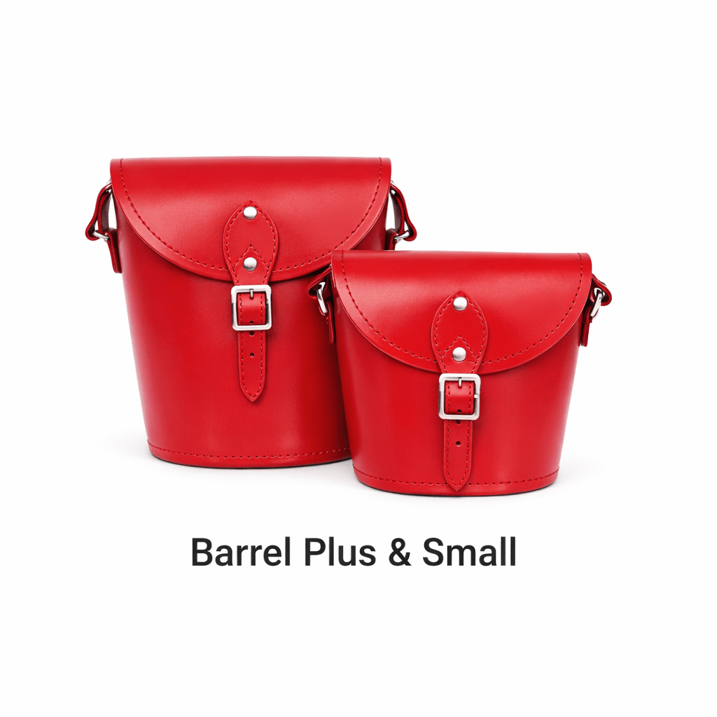 Handmade Leather Barrel Bag - Red - Bascora