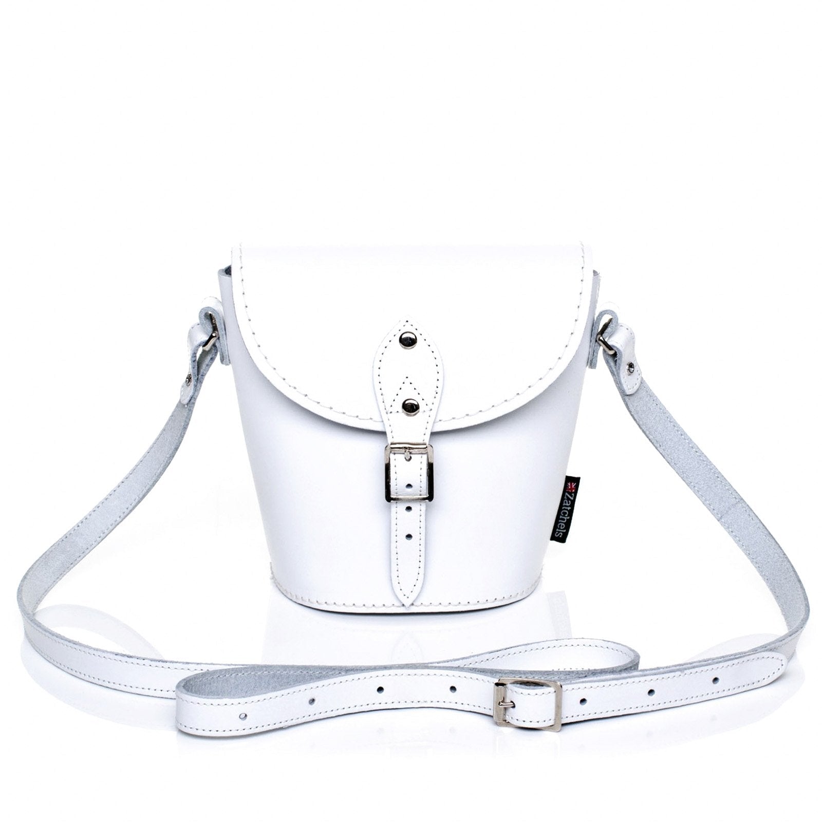 Handmade Leather Barrel Bag - White - Bascora
