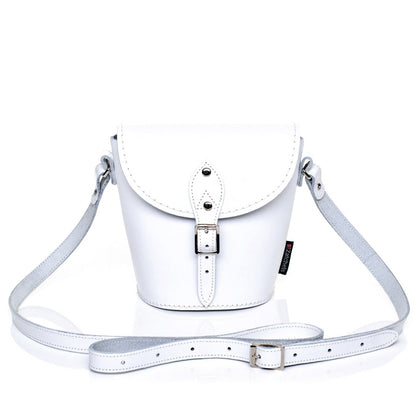 Handmade Leather Barrel Bag - White - Bascora