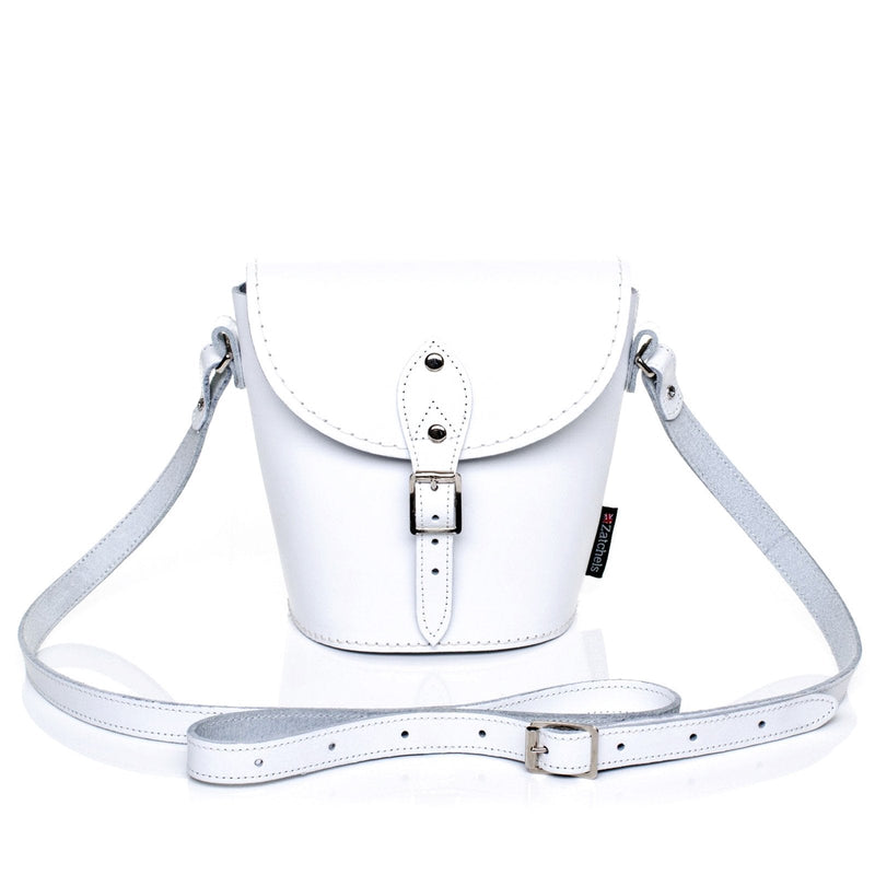 Handmade Leather Barrel Bag - White - Bascora