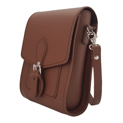 Handmade Leather Festival Phone Bag - Chestnut - Bascora