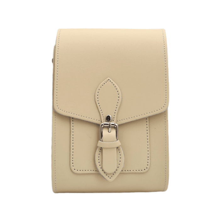 Handmade Leather Festival Phone Bag – Cream - Bascora