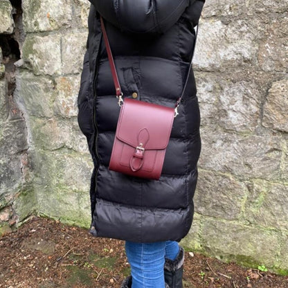 Handmade Leather Festival Phone Bag - Marsala Red - Bascora