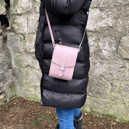 Handmade Leather Festival Phone Bag - Rose Quartz - Bascora
