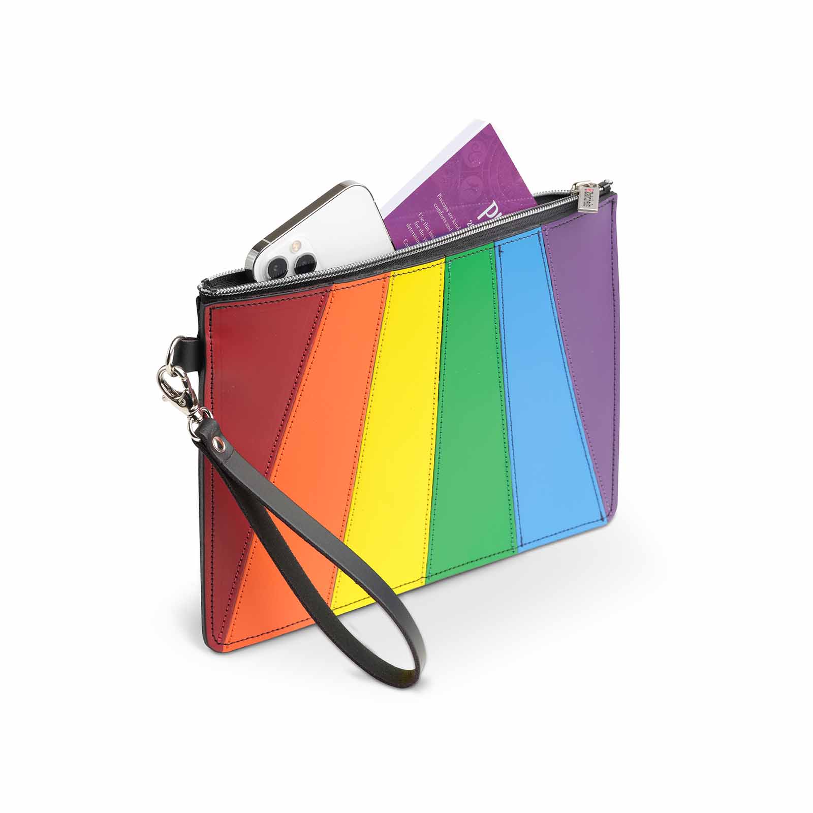 Handmade Leather Folio Case Small - Pride Rainbow - Bascora