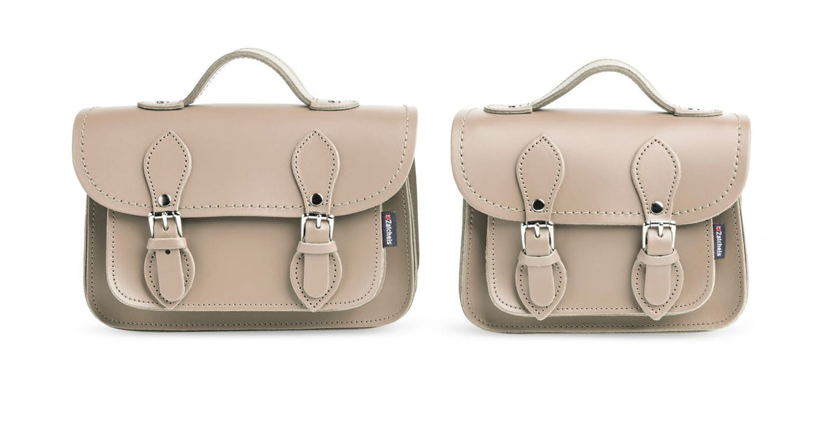 different sizes Handmade Leather Micro Satchel Iced Coffee