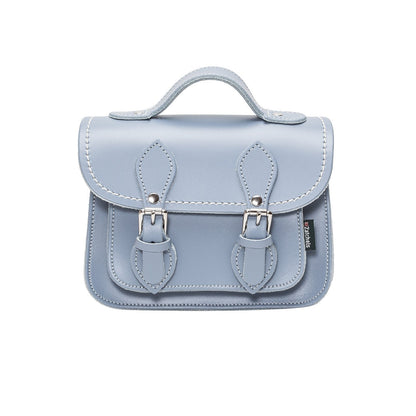 Handmade Leather Micro Satchel – Lilac Grey - Bascora