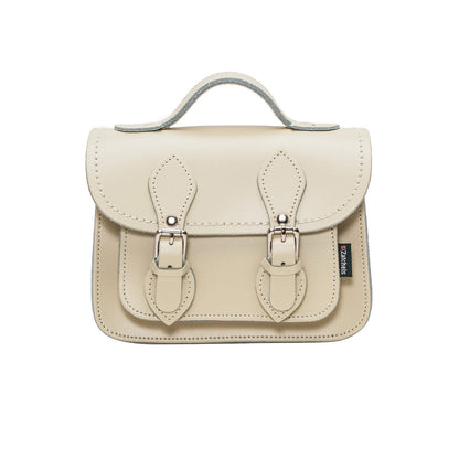 Handmade Leather Micro Satchel Pastel Cream | Bascora