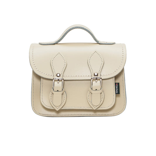 Handmade Leather Micro Satchel Pastel Cream | Bascora