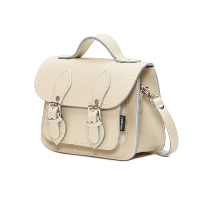 Handmade Leather Micro Satchel Pastel Cream | Bascora