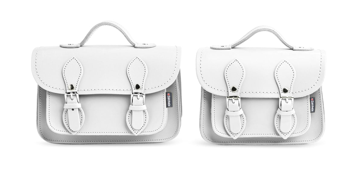 Handmade Leather Micro Satchel – White - Bascora