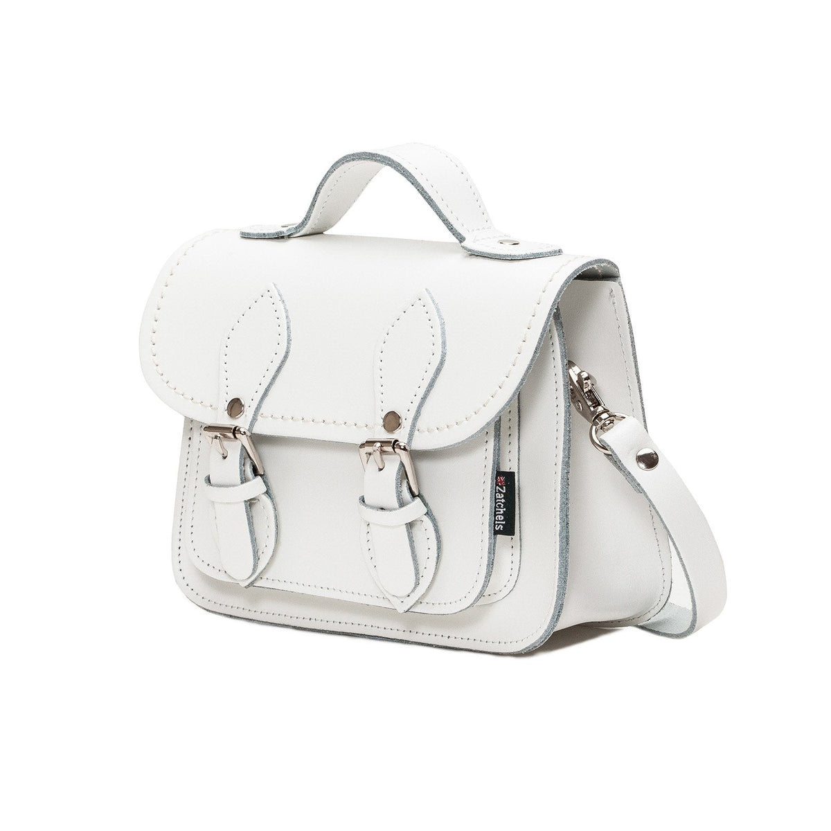 Handmade Leather Micro Satchel – White - Bascora