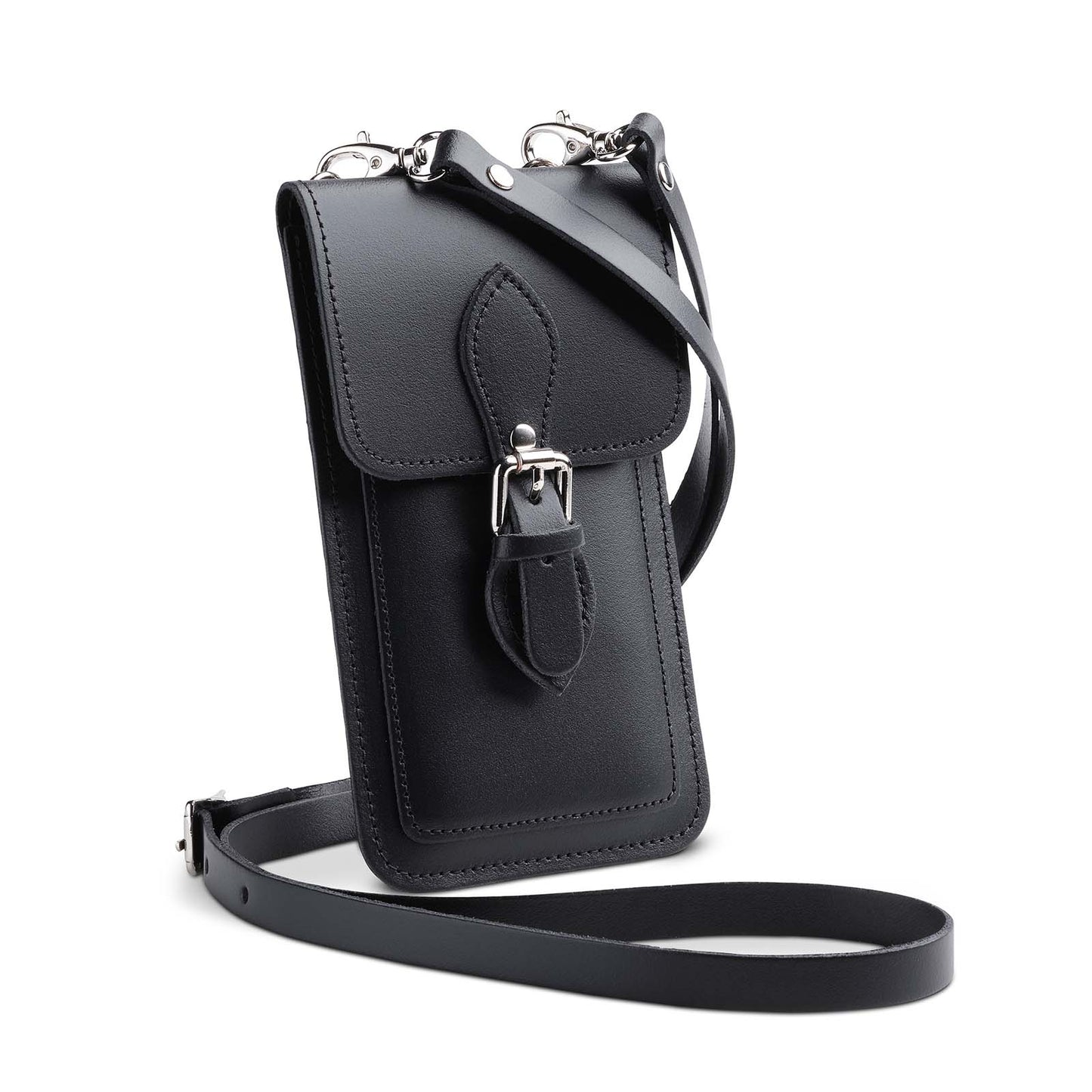 Handmade Leather Mobile Phone Pouch Plus - Black - Bascora