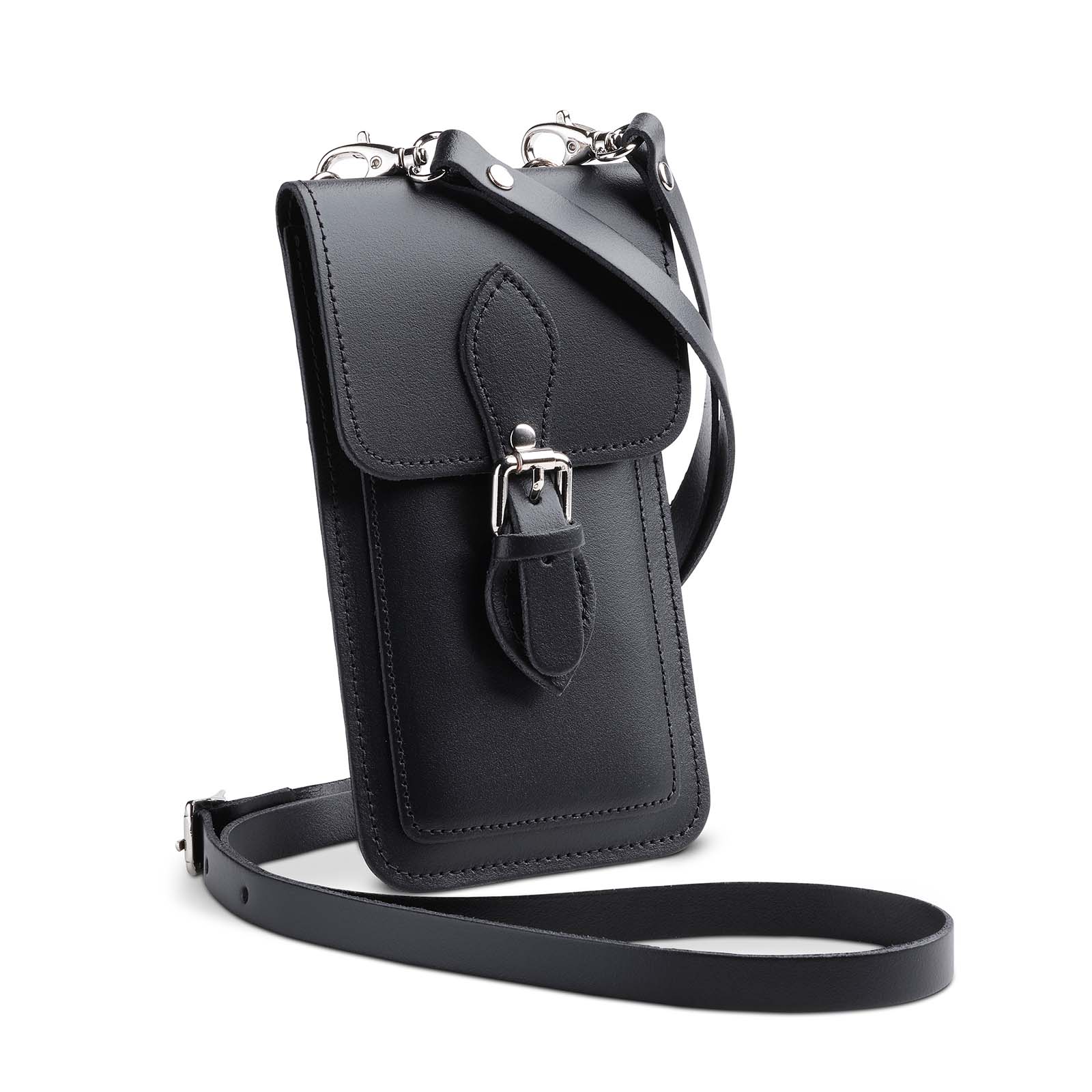 Handmade Leather Mobile Phone Pouch Plus - Black - Bascora