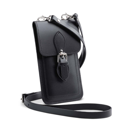 Handmade Leather Mobile Phone Pouch Plus - Black - Bascora