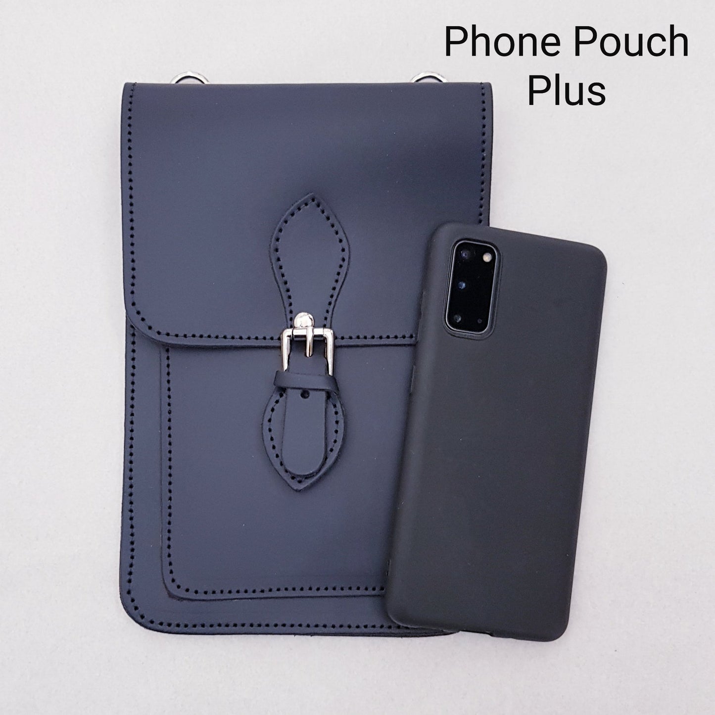 Handmade Leather Mobile Phone Pouch Plus - Black - Bascora