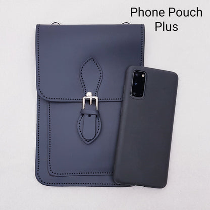 Handmade Leather Mobile Phone Pouch Plus - Black - Bascora