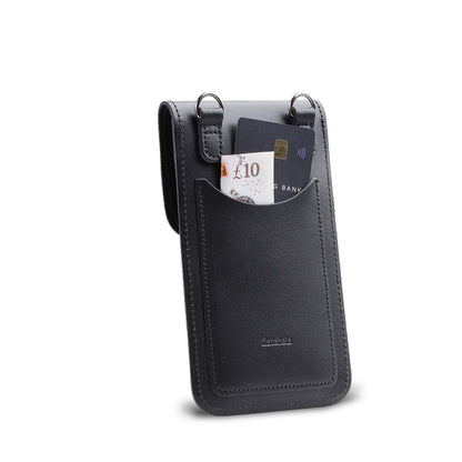 Handmade Leather Mobile Phone Pouch Plus - Black - Bascora