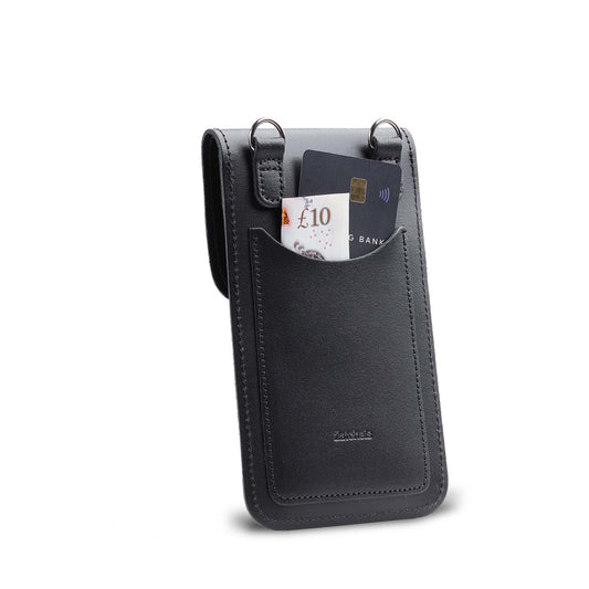 Handmade Leather Mobile Phone Pouch Plus - Black - Bascora