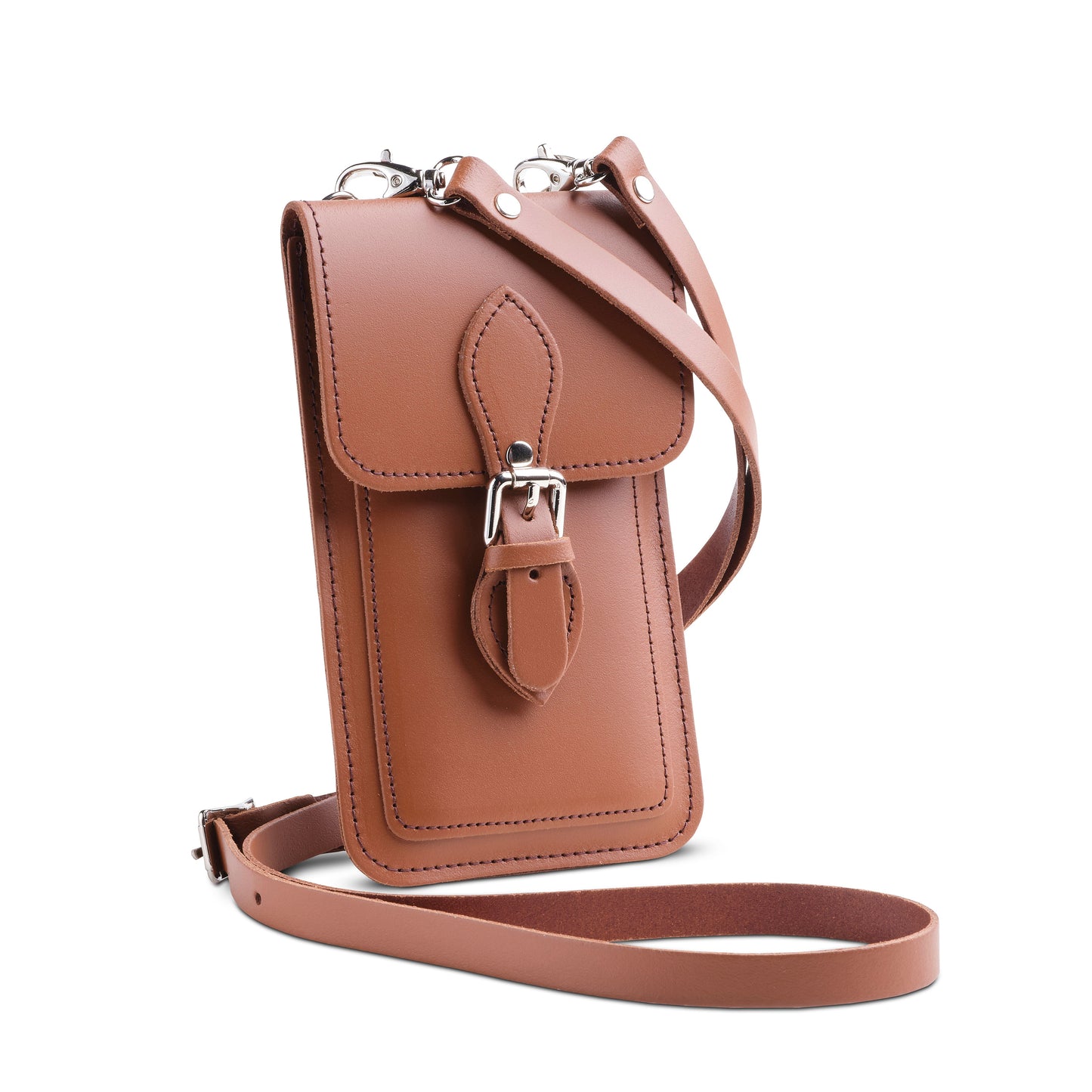Handmade Leather Mobile Phone Pouch Plus - Chestnut - Bascora