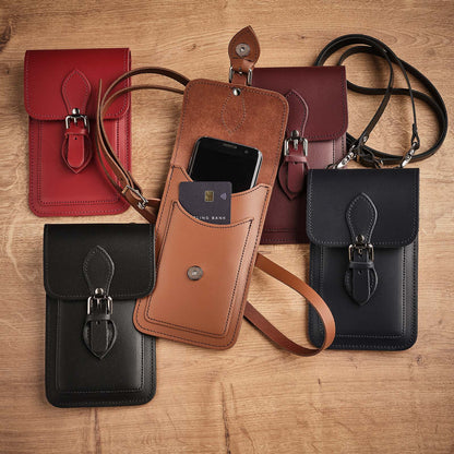 Handmade Leather Mobile Phone Pouch Plus - Purple - Bascora